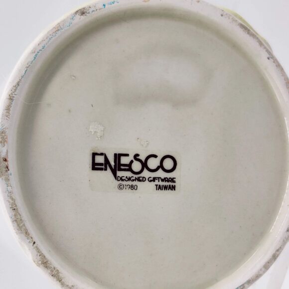 Vintage Enesco coffee mug cup raised clown with dog on leash 1980 - Picture 9 of 9